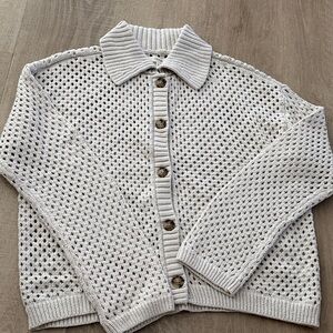 Maurices Light Gray Knit Button-Up Cardigan